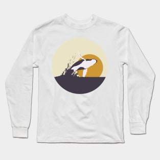 Humpback whale and sunset Long Sleeve T-Shirt